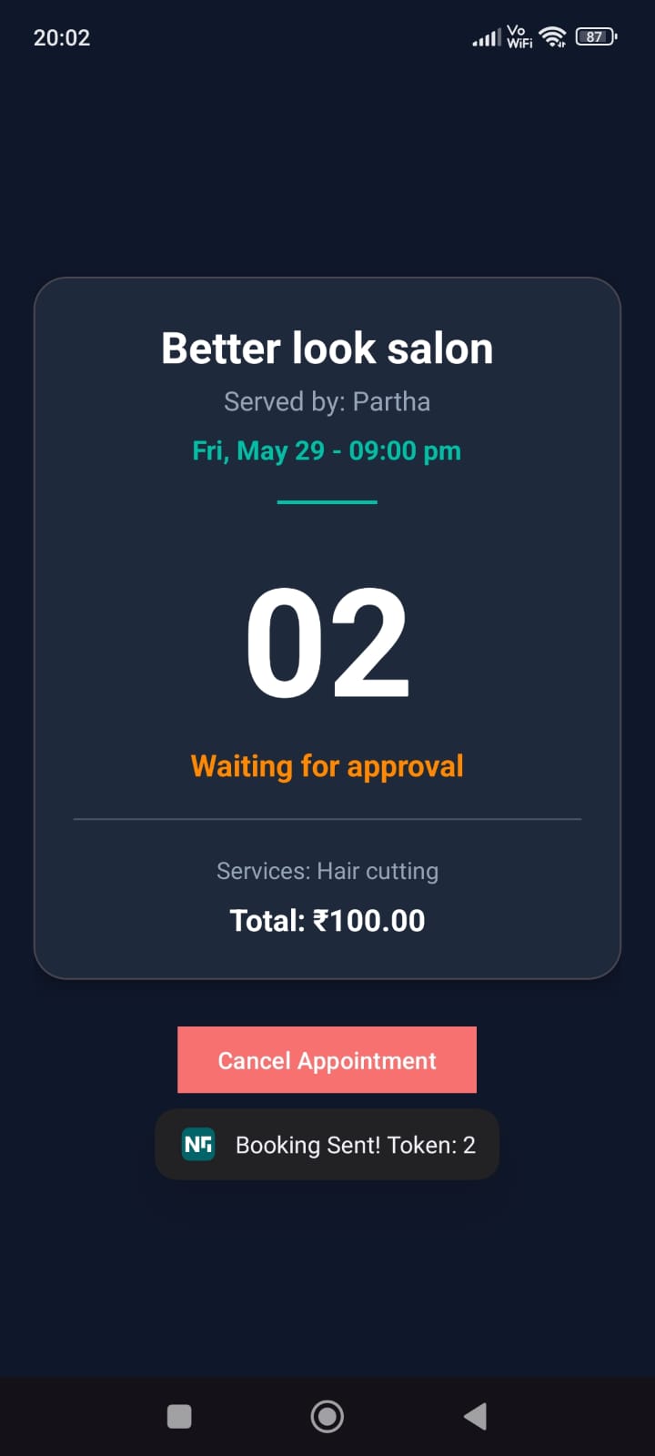 Confirm Booking Token Preview